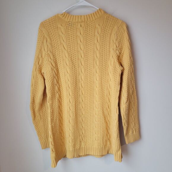 Vintage Jeanne Pierre Womens Sweater Medium Mustard‎ Yellow Fisherman Cable Knit - Picture 2 of 6